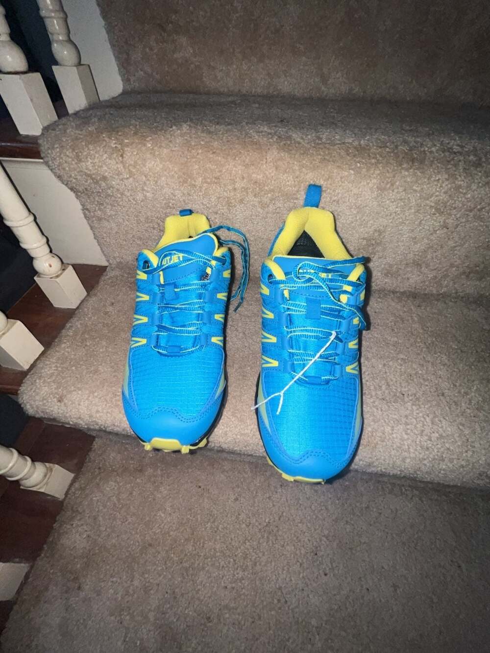 OUTJET Waterproof Hiking Shoes Blue Yellow Size 8